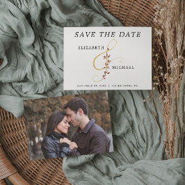 Gold Ampersand einfaches Foto für Hochzeiten im He Save The Date