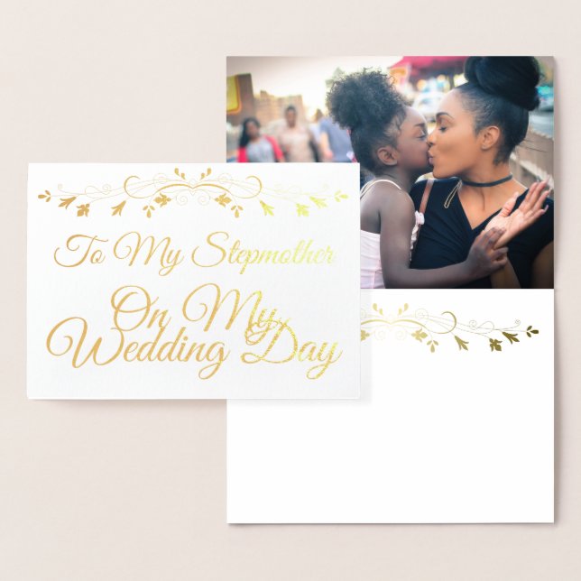Gold an meine Stepmutter am Hochzeitstag Folienkarte (Anzeige)