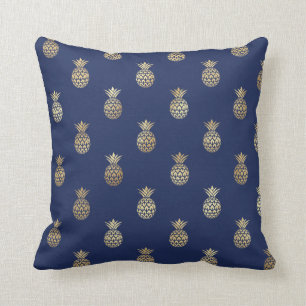 Gold Ananas auf Navy Blue Kissen