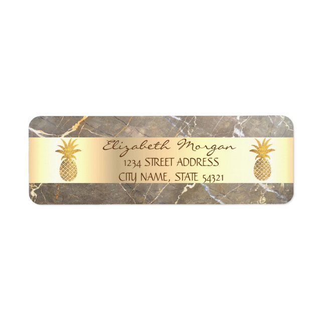 Gold Ananas, braune Marmorplatte (Vorne)