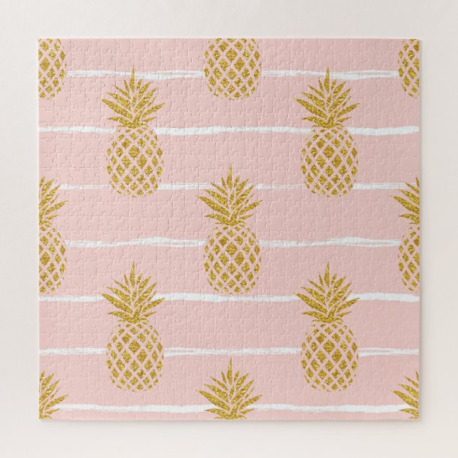 Gold Ananas, gestreift Sommer Hintergrund. (Vertikal)
