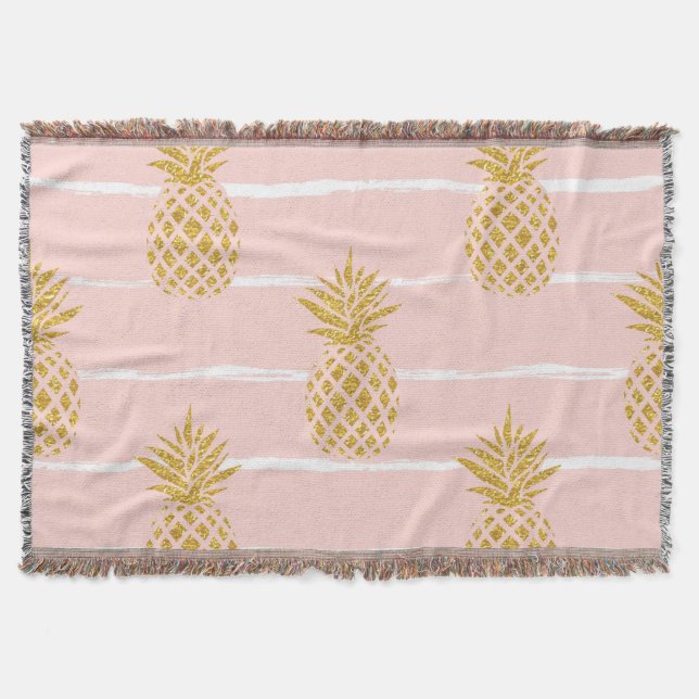 Gold Ananas, gestreift Sommer Hintergrund. Decke (Vorderseite)