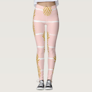 Gold Ananas, gestreift Sommer Hintergrund. Leggings
