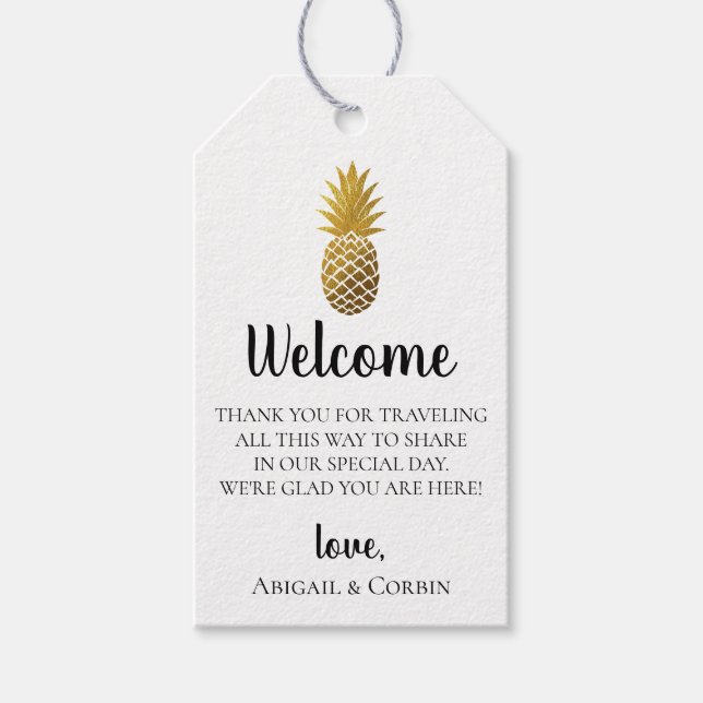 Gold Ananas Hochzeitsnadel Geschenkanhänger (Vorderseite)
