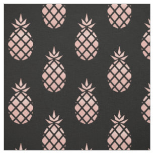 Gold Ananas, schwarz und Rose, von der Werft Stoff