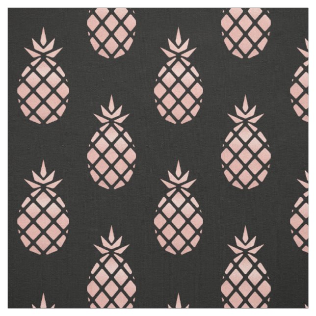 Gold Ananas, schwarz und Rose, von der Werft Stoff (Muster)