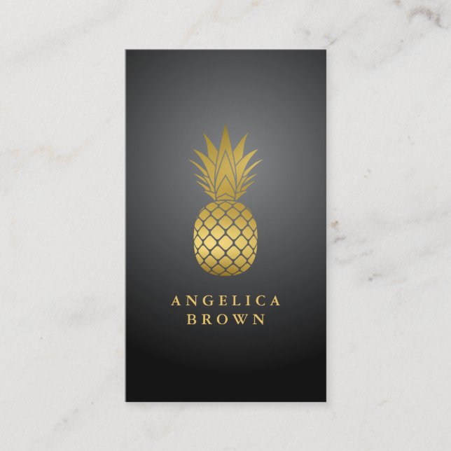 Gold Ananas-Visitenkarte Visitenkarte (Vorderseite)