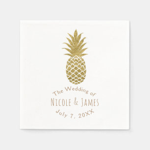 Gold Ananas Weiß Modernes Chic Tropisches Party Serviette
