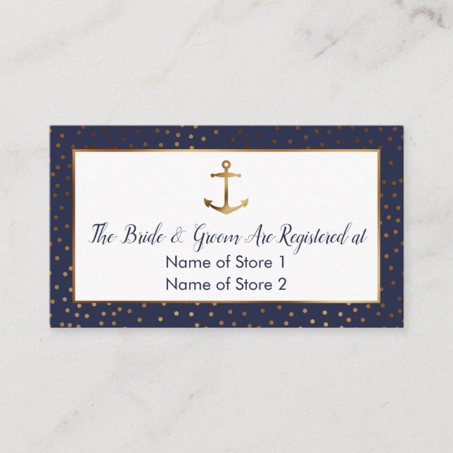 Gold Anchor Confetti, Eheregisterkarten der Marine Begleitkarte (Vorderseite)