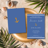 Gold Anchor Nautical Coastal Blue Brautparty
