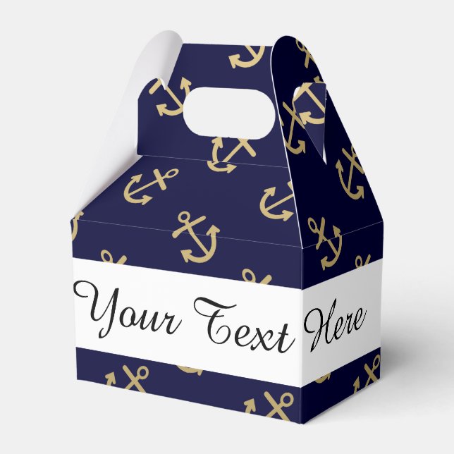 Gold Anchors Navy Blue Background Muster Geschenkschachtel (Vorderseite)