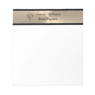 Gold and Black Floral Roses Professional Notepad Notizblock