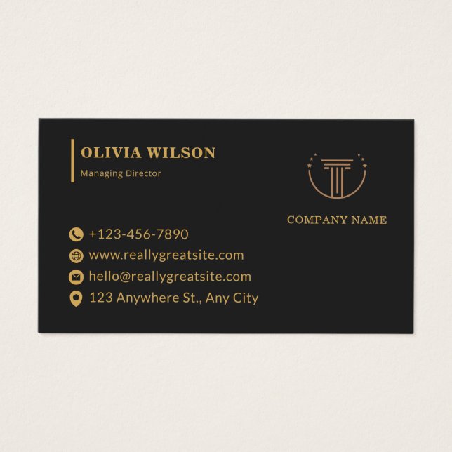 Gold and Black Modern Corporate Business Card (Vorderseite)