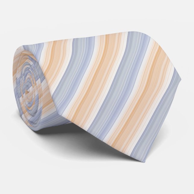 Gold and Blue Striped Pattern Krawatte (Gerollt)