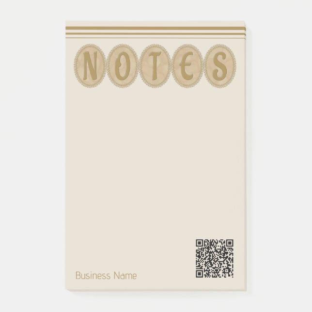 Gold And Cream Fancy Business Circle Notepad Post-it Klebezettel (Vorderseite)
