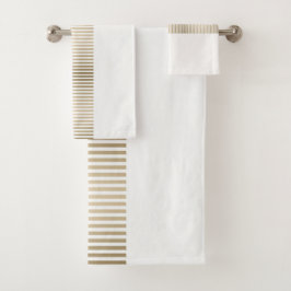 Gold and cream stripe pattern badhandtuch set
