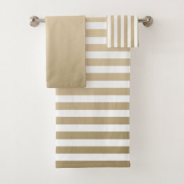 Gold and cream stripe pattern badhandtuch set