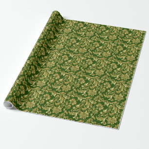 Gold And Deep Green Vinage Damasks Geschenkpapier