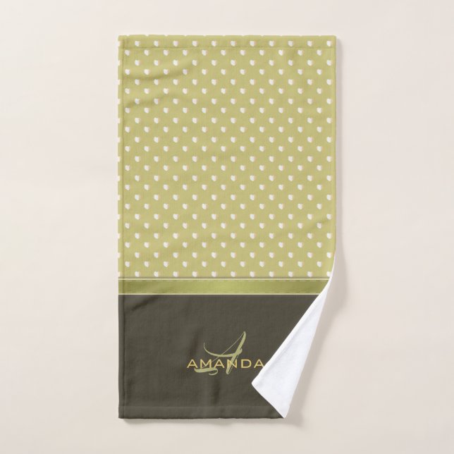 Gold and Ecru Olive Green (Serviette à main)