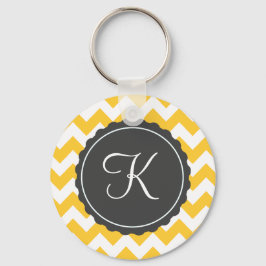 Gold and Gray Zig Zag Custom Initial Schlüsselanhänger
