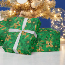 Gold and Green Christmas Poinsettia Flowers