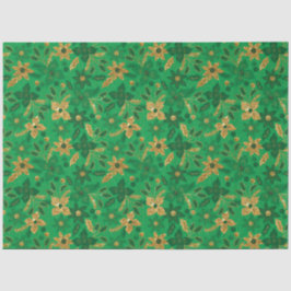 Gold and Green Christmas Poinsettia Flowers Seidenpapier