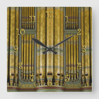 Gold and green organ pipes clock