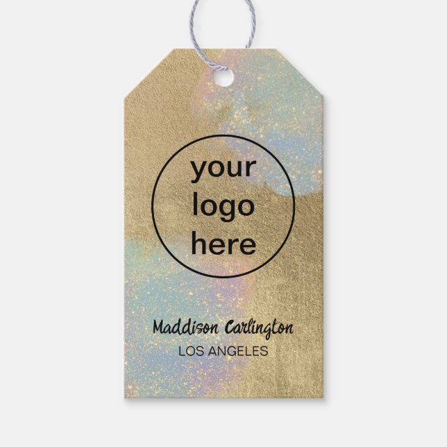 Gold And iridescent Glitter Texture Geschenkanhänger (Vorderseite)