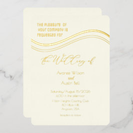 Gold and Ivory Minimalist Wedding Invitation Folieneinladung