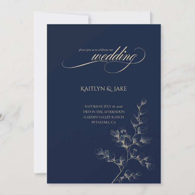 Gold and Navy Wedding Invitation (Devant)