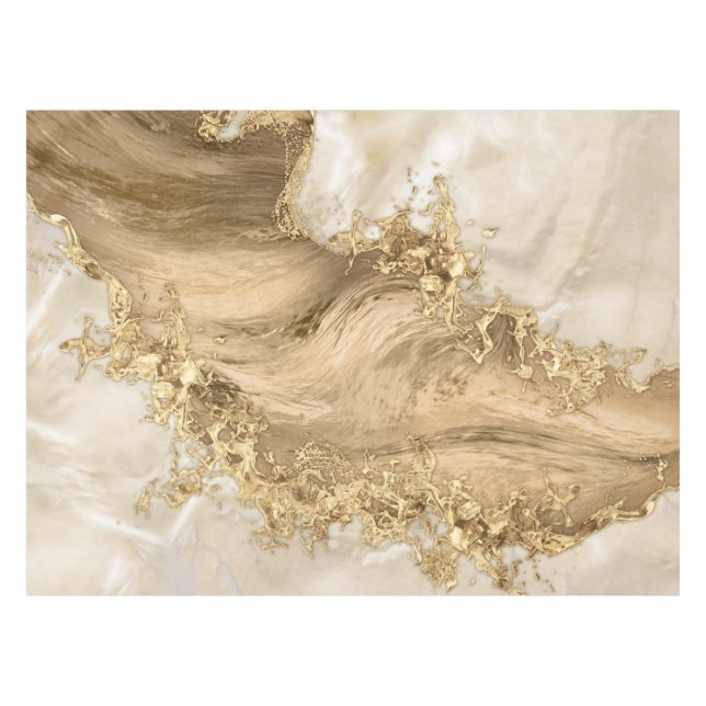 Gold and Pearl - Splatter and flow Tischdecke (Vorderseite (Horizontal))