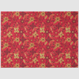 Gold and Red Christmas Poinsettia Flowers Seidenpapier
