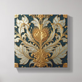 Gold and Silver Floral Ornament Leinwanddruck
