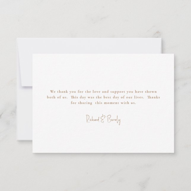 Gold and Silver Wedding Dankeschön Card Dankeskarte (Rückseite)