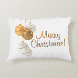 Gold and White Christmas Balls Custom Text Dekokissen