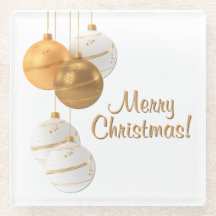 Gold and White Christmas Balls Custom Text