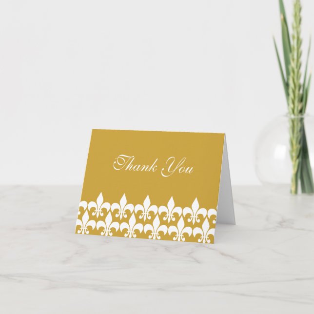 Gold and White Fleur de Lis Thank You Dankeskarte (Vorderseite)