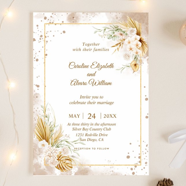 Gold and White Simple Elegant Wedding Einladung (Von Creator hochgeladen)