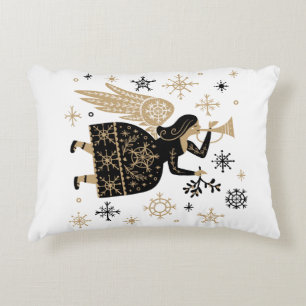 Gold Angel Stars Christmas Carol Folkart Dekokissen