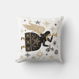 Gold Angel Stars Christmas Carol Folkart Kissen