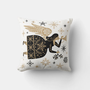 Gold Angel Stars Christmas Carol Folkart Kissen