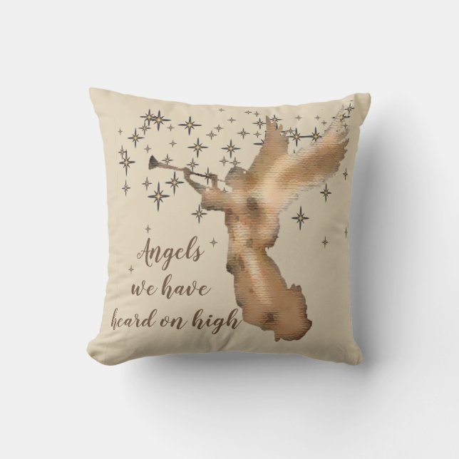 Gold Angel Stars Weihnachts-Carol Zitat Throw Pill Kissen (Vorderseite)