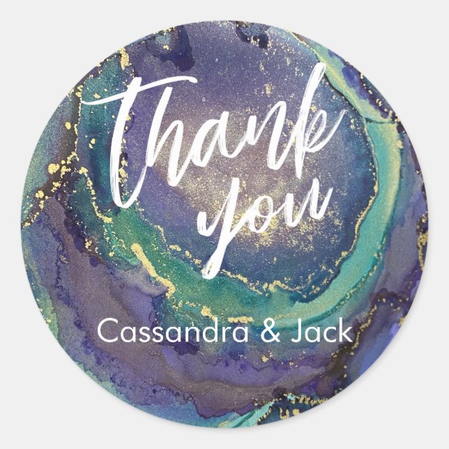 Gold angereicherte flüssige Abstrakte Kunst Lässig Runder Aufkleber (Vorderseite)