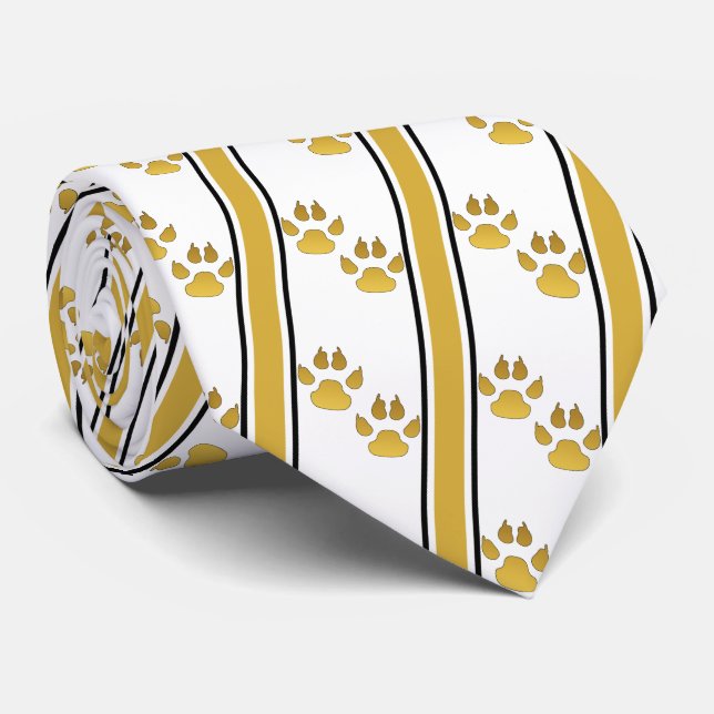 Gold Animal Claw Prints Team Sports Necktie Krawatte (Gerollt)