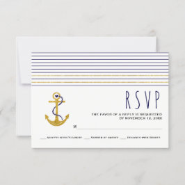 Gold, Anker der Marine, Streifen nautische Hochzei RSVP Karte