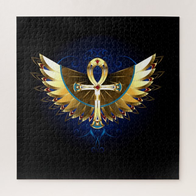 Gold Ankh mit Wings (Vertikal)