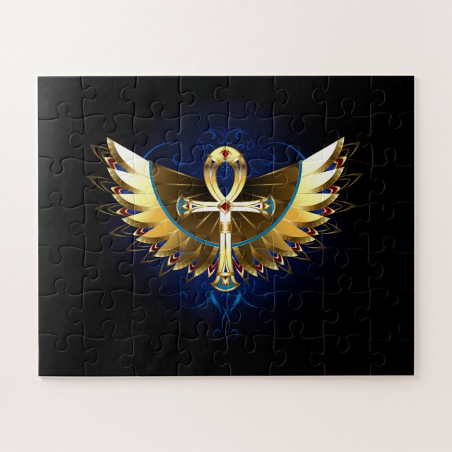 Gold Ankh mit Wings (Horizontal)