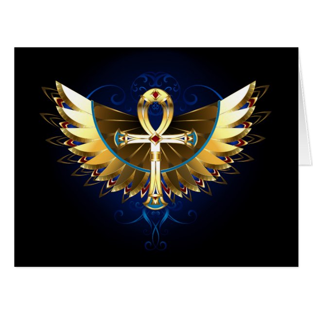 Gold Ankh mit Wings (Vorderseite (Horizontal))