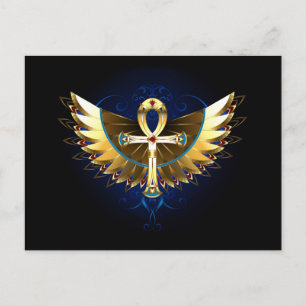 Gold Ankh mit Wings Ankündigungspostkarte