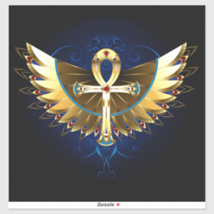 Gold Ankh mit Wings Aufkleber